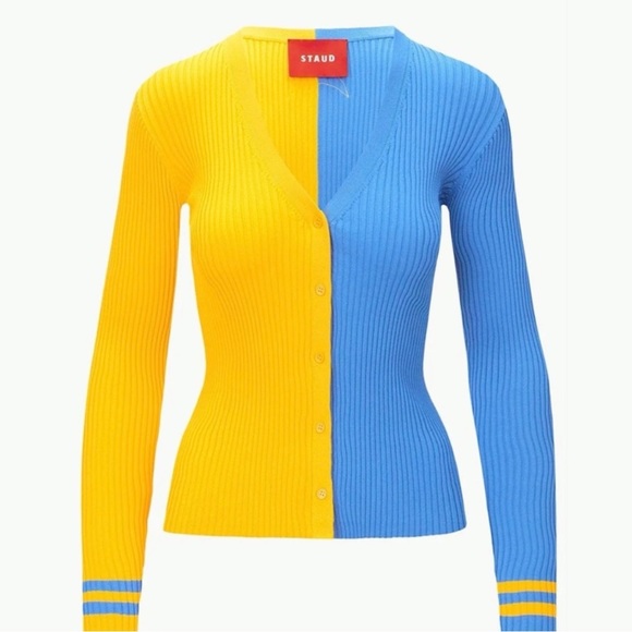 staud new nwt nfl chargers ribbed button down shirt - Picture 4 of 8